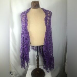 Knitted Purple Prayer Shawl. NEW